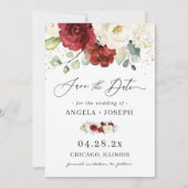 Mooie rode rode rode rode roze bloemen - Eucalyptu Save The Date (Voorkant)