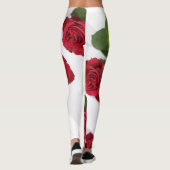 Mooie rode rode rode rode rozenventilator leggings (Achterkant)