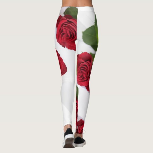Mooie rode rode rode rode rozenventilator leggings (Achterkant)
