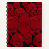 Mooie rode rode rode rozenbloem - Monogram Notitieboek (Voorkant)