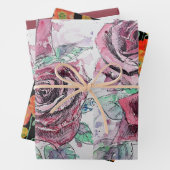 Mooie rode rode roze en inktschilderende Waterverf Inpakpapier Vel (In situ)