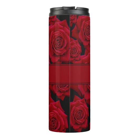 Mooie rode rode rozenbloem - monogram thermosbeker (Achterkant)