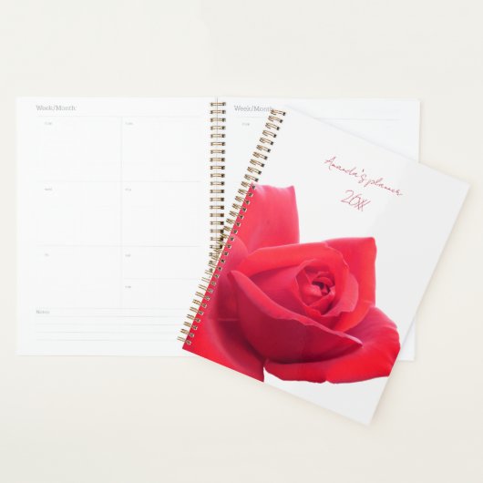 Mooie Rode Roos Aangepaste Naam Planner (Display)