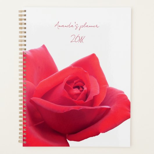 Mooie Rode Roos Aangepaste Naam Planner (Voorkant)