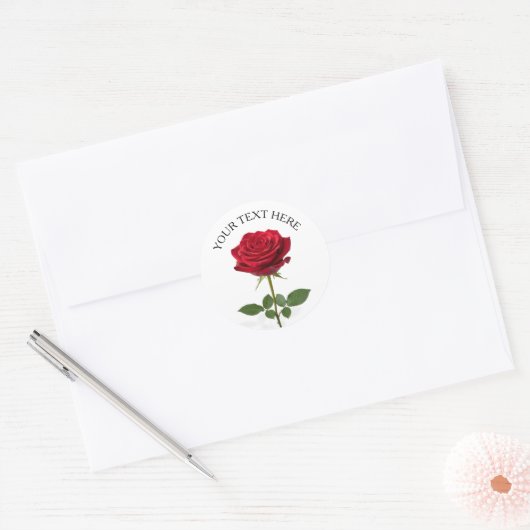 Mooie rode roos bloem romantisch gebruik ronde sticker (Envelop)
