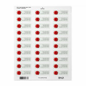 Mooie Rode Roos Bloemige Retouradres Etiket (Full Sheet)