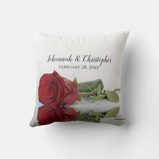 Mooie rode roos bruiloft Memento Kussen (Achterkant)