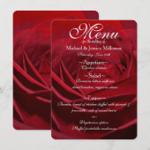 Mooie rode roos bruiloft menu (Voorkant / Achterkant)