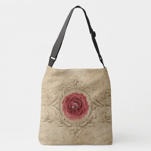 Mooie rode roos Canvas tas (Achterkant)