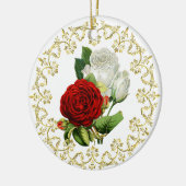 Mooie Rode Roos / Eerste Kerst Samen Keramisch Ornament (Links)