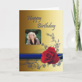Mooie rode roos Fotokaart voor een verjaardag Kaart (Voorkant)