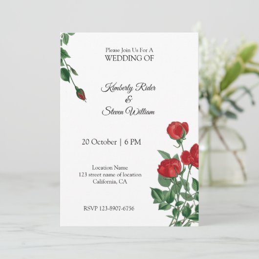 Mooie Rode Roos Kaart (Staand voorkant)