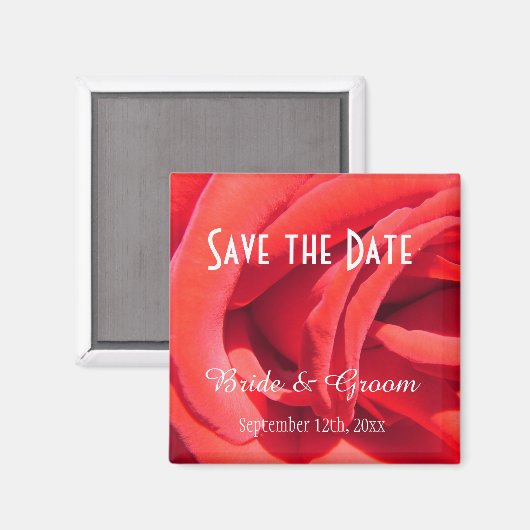 mooie rode roos, met de date trouwmagneet. magneet (Voorkant / Achterkant)
