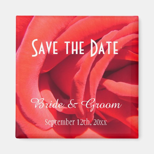 mooie rode roos, met de date trouwmagneet. magneet (Voorkant)