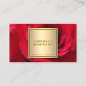 Mooie rode roos met gouden vierkant Lijst Visitekaartje (Voorkant)