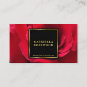 Mooie rode roos met zwart vierkant goud Lijst Visitekaartje (Voorkant)