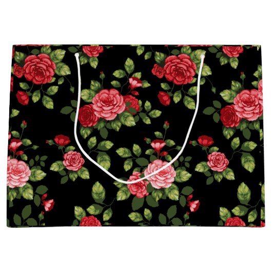 Mooie rode roos patroon geschenk tas groot cadeauzakje (Voorkant)