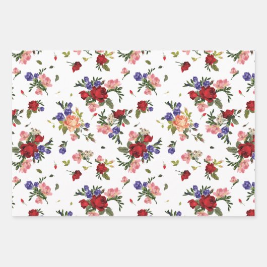 Mooie rode roos patroon wikkelen papieren vellen (Voorkant 3)