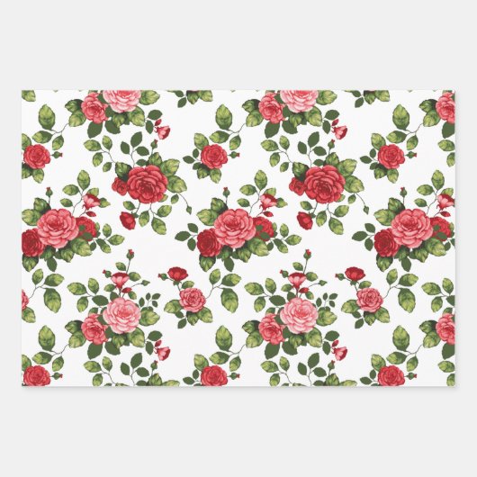 Mooie rode roos patroon wikkelen papieren vellen (Voorkant 2)