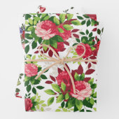 Mooie rode roos patroon wikkelen papieren vellen (In situ)