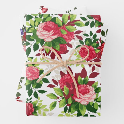 Mooie rode roos patroon wikkelen papieren vellen (In situ)