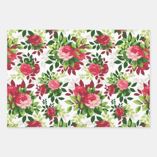 Mooie rode roos patroon wikkelen papieren vellen (Voorkant)