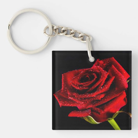 Mooie rode roos sleutelhanger (Voorkant)