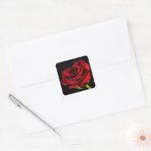 Mooie rode roos vierkante sticker (Envelop)