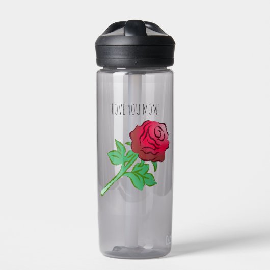 Mooie Rode Roos Waterfles (Voorkant)