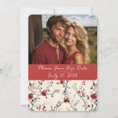 Mooie rode & roze elegante bloem save the date (Voorkant)