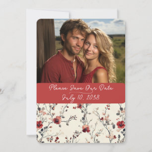 Mooie rode & roze elegante bloemen save the date