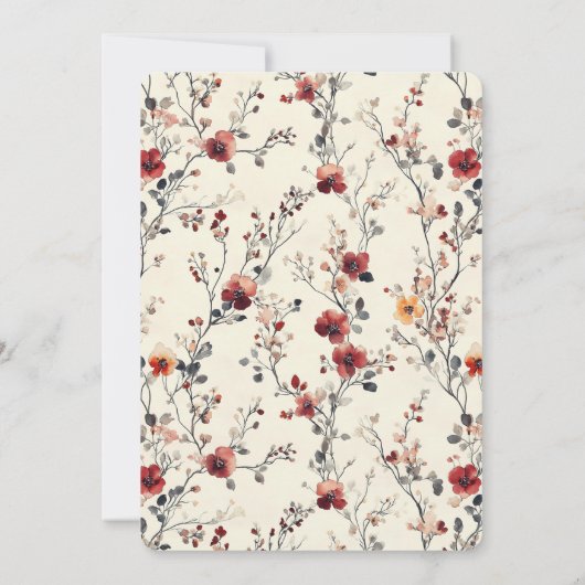 Mooie rode & roze elegante bloemstukken save the date (Achterkant)