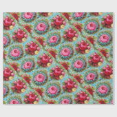 MOOIE RODE ROZE GELE ROZEN IN BLAUW CADEAUPAPIER (Vlak)