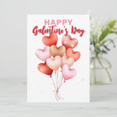 Mooie rode roze hart ballonnen Galentine's Day Kaart (Staand voorkant)