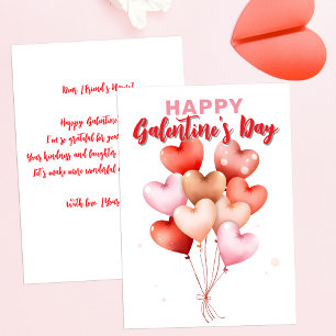 Mooie Rode Roze Hart Ballonnen Galentine's Day Kaart