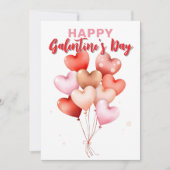 Mooie rode roze hartballonnen Galentine's Day Kaart (Voorkant)