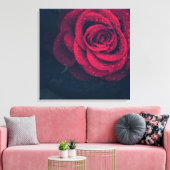 Mooie rode roze met waterdruppels canvas afdruk (Insitu (Woonkamer))