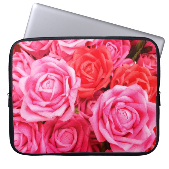 Mooie rode roze rozen laptop sleeve (Voorkant)