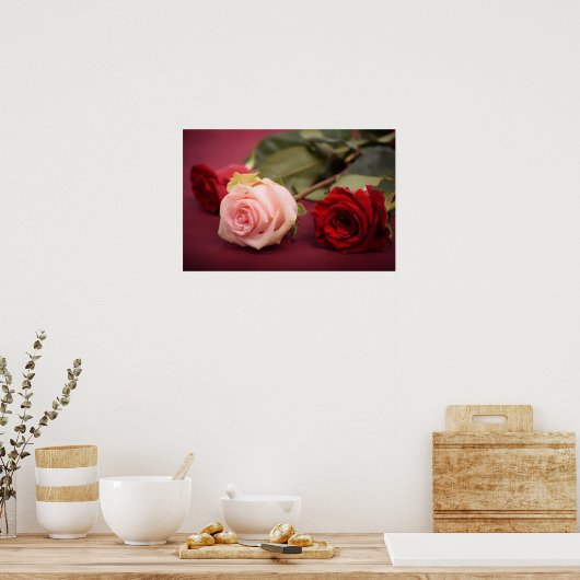 Mooie rode roze rozen poster (Keuken)