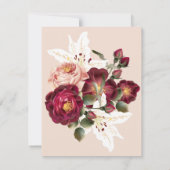 Mooie Rode Roze Rozen Witte Lelies Bruiloft Opslag Save The Date (Achterkant)