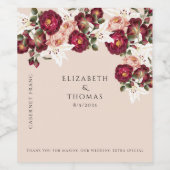 Mooie rode roze rozen witte lelies bruiloft wijn etiket (Enkel label)