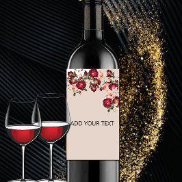 Mooie rode roze rozen witte lelies bruiloft wijn etiket