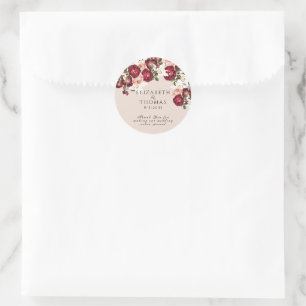 Mooie Rode Roze Rozen Witte Lelies Trouwklas Ronde Sticker