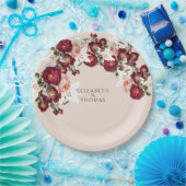 Mooie rode roze rozen witte lilies bindband papieren bordje (Feest)