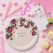 Mooie rode roze rozen witte lilies bindband papieren bordje (Feest)