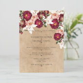 Mooie rode roze rozen witte lilies bruiloft kaart (Staand voorkant)