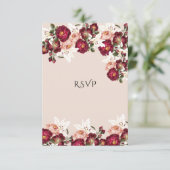 Mooie rode roze rozen witte lilies bruiloft RSV RSVP Kaartje (Staand voorkant)
