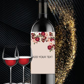 Mooie rode roze rozen witte lilies bruiloft wijn etiket