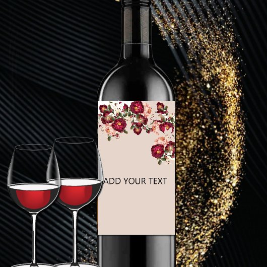 Mooie rode roze rozen witte lilies bruiloft wijn etiket