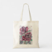 Mooie rode roze Waterverf Canvas tas schilderen (Achterkant)